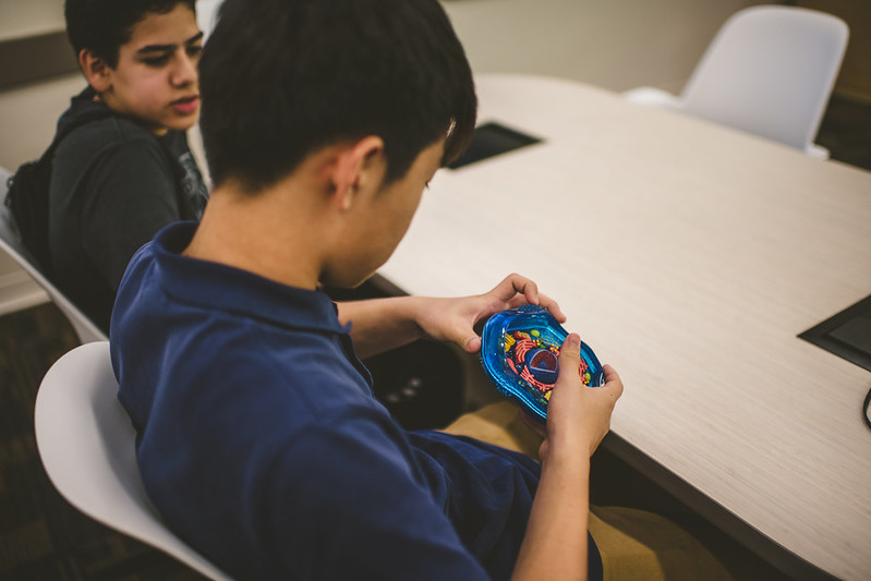 Student looking at 3D Animal Cell